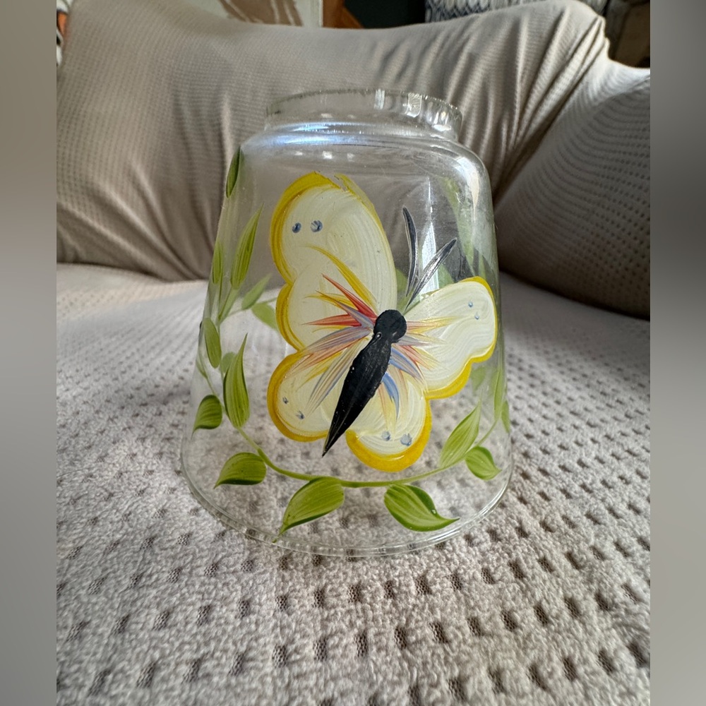 Vintage Hand Painted Glass Fairy Lamp Shade